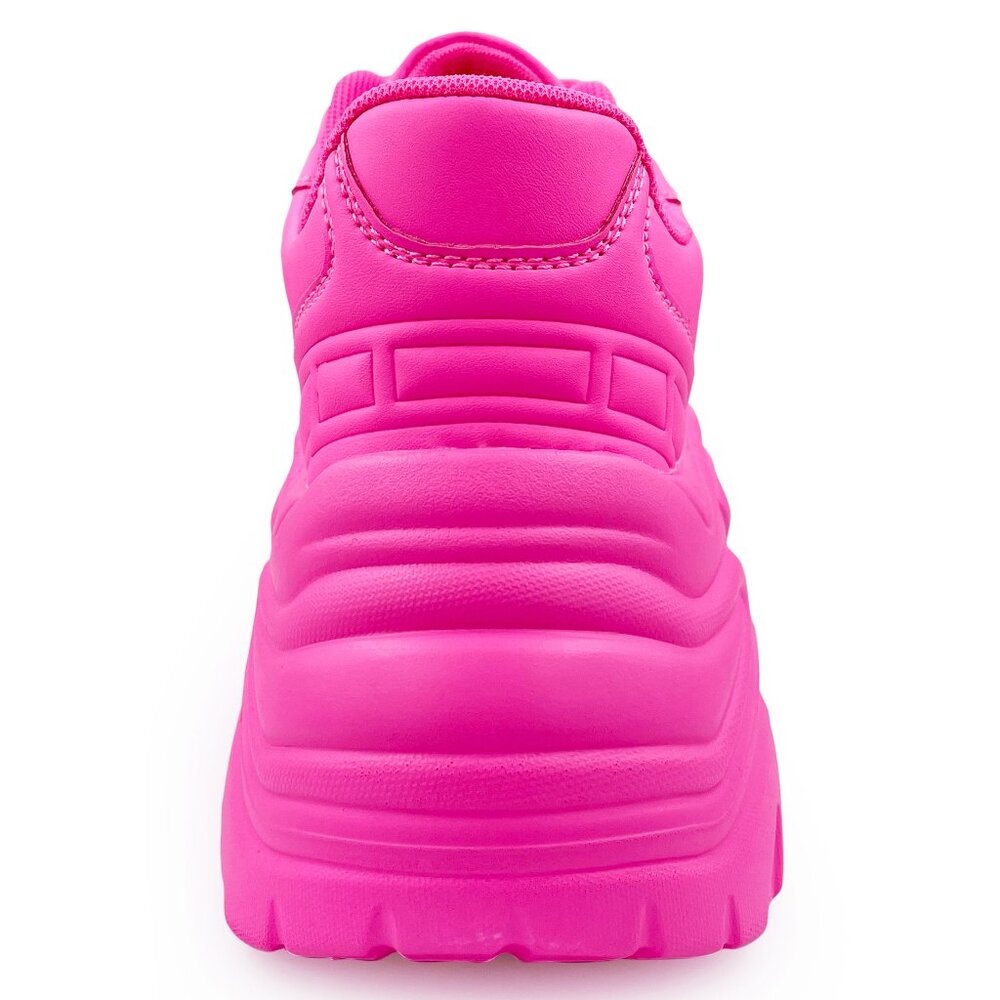 NEW BLAIR Electric Crush Neon Pink Platform Sneakers - Picture 7 of 8